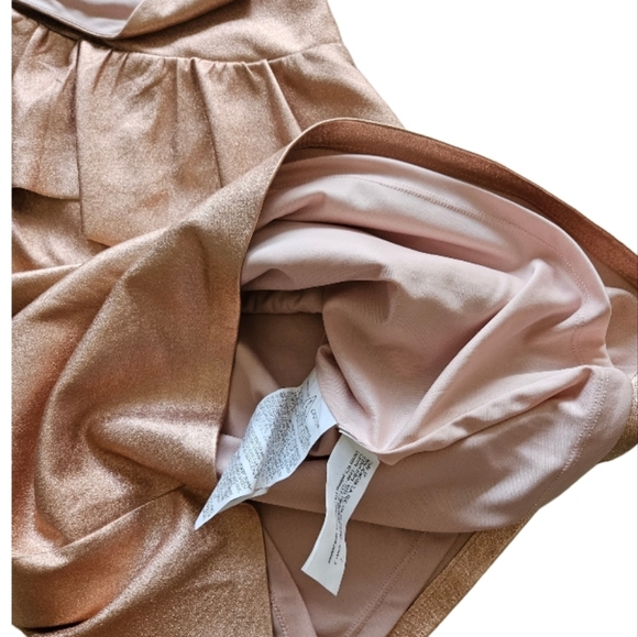 NWT Zara Metallic Rose Gold Mini Foux Leather Dress - Picture 7 of 11